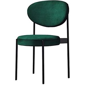 GEIRONV 1 Stuk Fluwelen Eetkamerstoelen,voor Woonkamer Slaapkamer Bureaustoel Rugleuning Smeedijzer Zwarte Benen Lounge Stoel Eetstoelen (Color : Green)