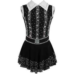 Nnnydjy Mouwloze Kunstschaatstraining/Wedstrijdjurk Voor Kinderen Meisjes Glanzend Strass Ballerina Gym Turnpakje Danskleding Klassiek Schaatsprestatie Kostuum,zwart,11_13Years