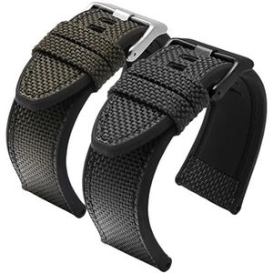 EDVENA Nylon horlogeband compatibel met diesel DZ4500 DZ4506 DZ7420 Originele 1: 1 nylon canvas siliconen bodem outdoor horlogeband 24mm 26mm 28mm (Color : Black silver, Size : 24mm)