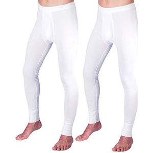 HERMKO 3540 Long Johns lange onderbroek voor heren, 2 stuks, van biologisch katoen, wit, S