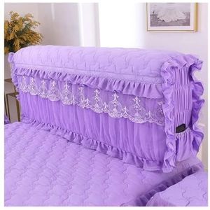 MOVDARL Kant nachtkastje hoes voor huisdecoratie, beddengoed dekbed, all-inclusive hoofdeindehoes, prinses verdikte katoenen spreiding (Paars, B 180 cm x H 65 cm)