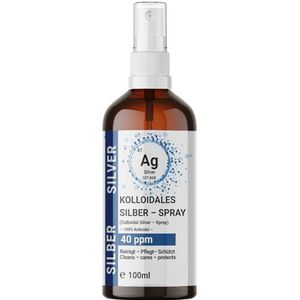1 x 100 ml colloïdaal zilveren spray (40 ppm) in bruine glazen fles, spuitfles, zilverwater, zuiver water