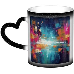 VTCTOASY Abstract Olieverfschilderij Print Kleur Veranderende Koffie Mok Keramische Thee Cups Geïsoleerde Reizen Mok Cup