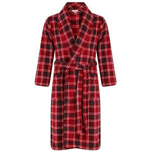 Walker Reid Mens Check zachte koraal fleece ochtendjas wrap gewaad kleine 4XL - rood - 3XL