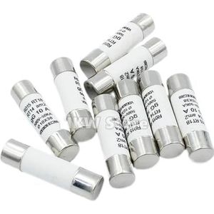 5 stuks 10 x 38 Fast Blow Ceramic Fuse 10 x 38 mm zekeringen 500 V 0,5 A 1A 2A 4A 5A 6A 8A 10A 16A 20A 32A RO15 RT18 RT14 R015 (10A)