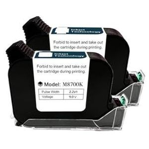 Brede codeertoepassingen A-niveau inkt Handheld online inkjetprintercartridge Sneldrogend Zwart B-niveau 12,7 mm Originele onderdelen Office Lichtgewicht en handig(2PCS)