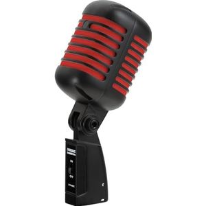 Pronomic DM-66BK/RD Dynamische microfoon vintage zangmicrofoon retro mic (frequentierespons: 50-16.000 Hz, stevige gegoten behuizing) zwart/rood