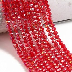 Facetgeslepen zwart glas kristal rondelle kralen losse spacer kralen voor sieraden maken DIY armband ketting strengen 4/6/8/10/12/14mm-AB rood-10mm (60-70st)