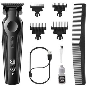 KEMEI - 264 - Tondeuse - Zwart - Draadloos - Oplaadbaar - Zero Gap T-blade