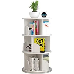 Boekenkast Boekenplanken 360 Graden Draaibare Boekenplank Ruimtebesparende Boekenkastplank, Vloerplank Voor Studentenopslag, Vrijstaand Boek 38.5x15.7 Inch Boekenplank(White)
