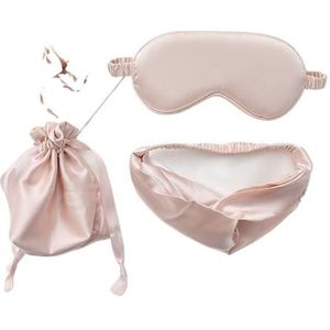 4 stuks oogmasker haartouw set zijde slapen voor de nacht vrouwen mannen volwassen ontspannen zachte dutje cover rest blinddoeken reizen (vlees roze)