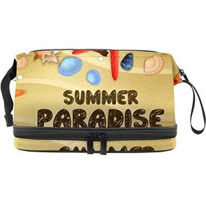 Grote capaciteit reizen cosmetische tas,Conch Shell Zeester Strand, Make-up Tas, Waterdichte Make-up Bag Organizer, Meerkleurig, 27x15x14 cm/10.6x5.9x5.5 in
