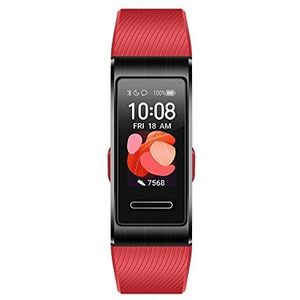 Huawei Band 4 Pro Fitness Activity Tracker (alles-in-één slimme armband, hartslag- en slaapmonitoring, ingebouwde GPS, 2,4 cm (0,95 inch) oled-touch-display, 5 ATM waterdicht), Zwart met rode polsband