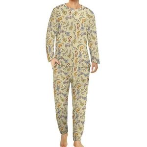 Chub Gecko Babies Comfortabele heren pyjama set ronde hals lange mouwen loungewear met zakken 6XL
