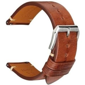 Retro Lederen Horlogeband Mannen Vrouwen Zwart Grijs Bruin Horloge Band fit for Casio Smartwatch 20mm 22mm Quick release Horlogebanden(Brown S Buckle,24mm)