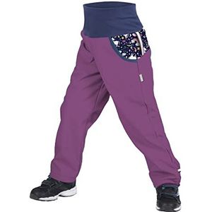 unuo Softshellbroek voor kinderen, met fleecevoering, waterafstotend, winddicht, ademend, warm, functionele broek, regenbroek, paars, 116-122