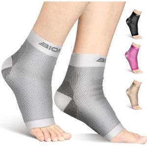 Bionix Fasciitis plantaris sokken - 1 paar compressiekousen voor enkelboog, artritis pijnverlichting, achillespeesontsteking ondersteuning, hielsteunbrace voor mannen en vrouwen - (wit, L/XL)