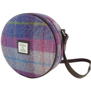 Dames Harris Tweed ronde tas: een fusie van traditie en moderne stijl gemaakt voor veeleisende modeliefhebbers - LB1204, Roze/Paars Tartan