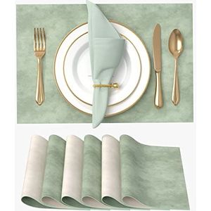 Vitare Placemats, Tafelmatten Set van 6, Hittebestendige Mat Antislip en Gemakkelijk Schoon te Maken, Tweekleurige Tafelmatten PU Leer, 45×30cm