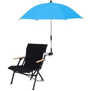 RENXR stoelparasol met klem, universele verstelbare strandstoelparasol, zonnescherm met uv-bescherming, parasol voor wandelwagens, rolstoelen, terrasstoelen, Blauw