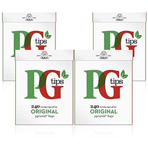 PG Tips Pyramid, originele zwarte thee 4 verpakkingen met 240 zakjes