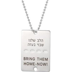 BBASILIYSD Bring Them Now Ketting Israël Militaire Stijl Hanger Ketting Voor Vrouwen en Stalen Ketting Hanger Tag Roestvrij Hond Mannen