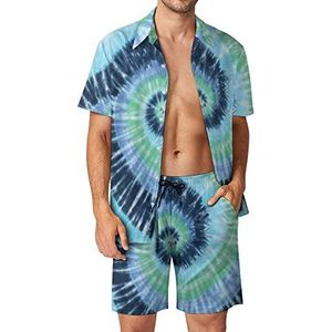 Tie Dyed Color Hawaiiaanse bijpassende set 2-delige outfits button down shirts en shorts voor strandvakantie