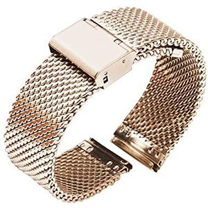 Jeniko 18mm 20mm 22mm 24mm Milaanse horlogeband Quick Release Watch Band Mesh Roestvrij staal Riem Polsgordel Bracelet Zwart (Color : Rose red gold, Size : 20mm)