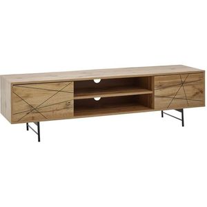 FineBuy HiFi Lowboard Hout Eiken Decor TV-Dressoir 160x45x40 cm | TV-Meubel met 2 Deuren | TV-Tafel TV-Bord Woonkamer Modern