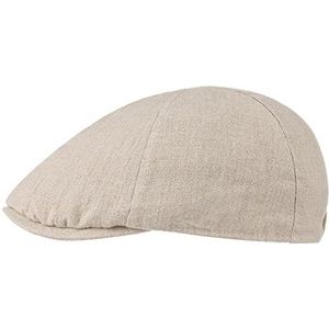 Lipodo Linnen Pet Dames/Heren - cap flat hat zomer met klep voor Lente/Zomer - L (59-60 cm) beige