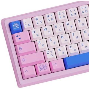 TIMSEKER Set van 151 roze en blauwe toetsen, Japanse keycaps PBT Cherry-profiel, Dye Sub PBT keycaps-set, aangepaste Cherry MX-toetsdoppen voor ANSI/ISO mechanisch toetsenbord