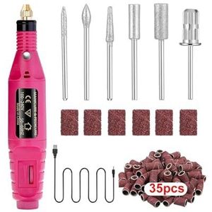 Nail Art Drill Kit File Professionele elektrische manicure pedicure boor Sander Pen Grinder met schuurbits(Red-TT)