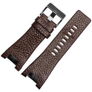 Lederen horlogeband compatibel met diesel DZ1216 DZ1273 DZ4246 DZ4247 DZ4287 Armband Mens Horlogeband Horloges Notch Band 32mm (Color : Brown-black A, Size : 32-18mm)