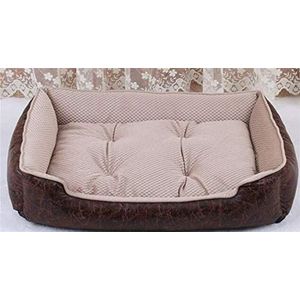 Zhexundian Leer van de luxe Dog Beds, waterdicht Cozy Pet Dog Basket, Cat Kennel verwijderbare Matras (Color : Beige, Size : XL)