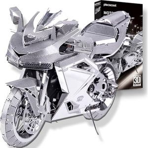 Piececool 3D-puzzel, metaal, zilver, motorfiets, klassieke transportknutselmodelkits voor volwassenen om te bouwen, 3D-puzzels voor volwassenen en tieners voor 304 roestvrij staal, ideaal als cadeau,