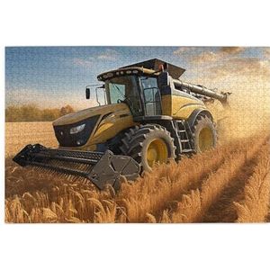 1000 Stuk Jigsaw Puzzel voor Volwassenen Gepersonaliseerde Foto Puzzel Boerderij Tractor Harvester Aangepaste Houten Puzzel voor Familie, Verjaardag, Bruiloft, Game Nachten Geschenken, 74,9 cm x 50 cm