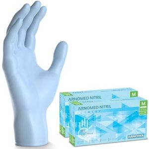 ARNOMED wegwerphandschoenen lichtblauw, wegwerphandschoenen M, nitril handschoenen met 200 stuks per doos, poedervrij, latexvrije rubber handschoenen, verkrijgbaar in S, M, L & XL