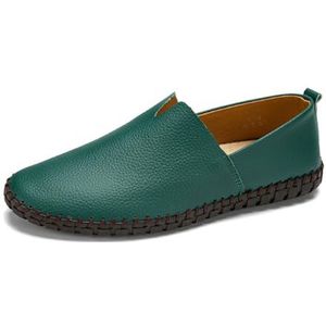 Men's Loafers Casual Slip On Leather Shoes Soft Penny Loafers For Men Lightweight Driving Boat Shoes(Color:Green,Size:EU 47)