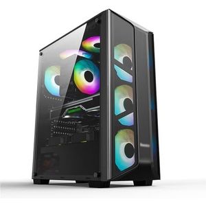Mid-Tower ATX, Micro-ATX, Mini-ITX Computerbehuizing, Gehard Glazen Paneelrooster Voorpaneel, Verticale GPU-beugel Ondersteunt Waterkoeling