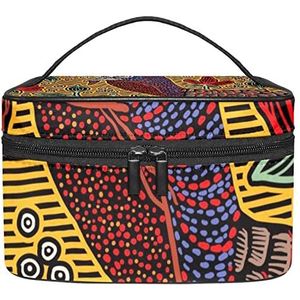Wild Turkije Abstracte Rode Bloemen Make-up Organizer Bag, Reizen Make-up Tas Organizer Case Draagbare Cosmetische Tas voor Vrouwen en Meisjes Toiletartikelen, Meerkleurig, 22.5x15x13.8cm/8.9x5.9x5.4in