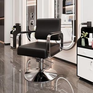 Salonstylingstoel, hydraulische kappersstoel met verstelbare rugleuning, 360° draaibaar, brede zitting, robuuste kappersstoel voor schoonheidssalons (verstelbare hoogte 83-97 cm)(B)