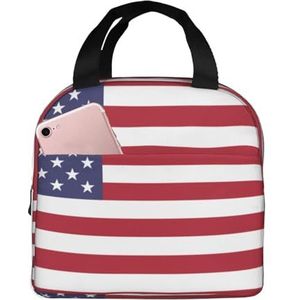 SUUNNY Amerikaanse vlag print lichtgewicht geïsoleerde lunchtas Rolltop voor warmtebehoud - warm/koud voedsel lunch tas