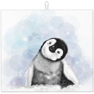 Pinguïn Puppy afdruipmat, absorberende afdruipmat voor servies, 41 x 46 cm