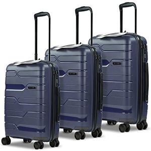 ABANTERA - Set van 3 reiskoffers - Inclusief 20"" handbagage, 24"" middelgrote bagage en 28"" grote bagage - Lichtgewicht stijve Shell-bagage - Polypropyleen materiaal - TSA hangslot - Kleur: Blauw