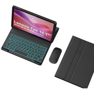 Toetsenbordhoes voor Lenovo Tab 10.1"" 2025 (TB-311FU/TB-311XU), Afneembaar Draadloos Toetsenbord Met Achtergrondverlichting En Beschermhoes, Tabletmuis,zwart