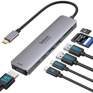 USB C Hub, Selore adapter 5-in-1 met kaartlezer SD/TF en 3 USB 3.0-poorten, USB-C-hub, compatibel met MacBook Pro 2019 MacBook Air 2018 ChromeBook Pixel Dell XPS 15 Tablet USB type C