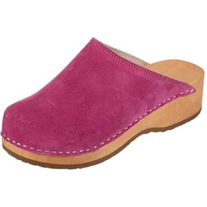 Buxa PZM1 klompen voor dames; leren schoenen van hout; anatomische houten zool; natuurlijk leer houten klompen; origineel handgemaakt, roze, 39 EU
