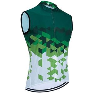 YGLEEULI Fietsen Jas Heren Team Wielertrui Sneldrogend Fietsvest Windjack Heren Zomer Mouwloos Fietsshirt (Groen, XL)