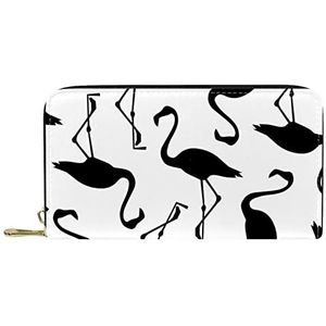 Klassieke Lange Lederen Portemonnee Zwart Flamingo Clutch Reizen Portemonnee Card Pakket Mode Geld Tas voor Vrouwen Mannen, Meerkleurig, 19x11.5x2.5cm/7.5x4.5x1in, Klassiek