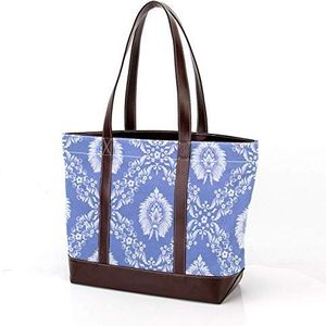 Laptop Tote tas met klassieke luxe bloemenprint, draagtassen casual canvas zakelijke werk draagtas aktetas voor computer school kantoor